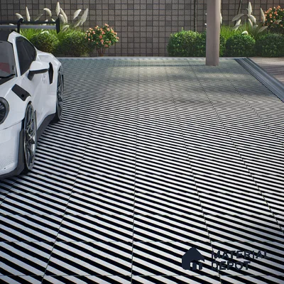 Parking Floor Tile TL 00423 Zebra White 16 x 16 inch Vitrified Anti Skid Matte Finish Heavy Duty Tile - 12 mm | Suitable For Balcony, Terrace, Bathroom | Pattern Alignment May Vary | 2-3 mm Spacer is Mandatory
