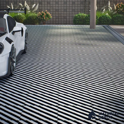 Parking Floor Tile TL 00423 Zebra White 16 x 16 inch Vitrified Anti Skid Matte Finish Heavy Duty Tile - 12 mm | Suitable For Balcony, Terrace, Bathroom | Pattern Alignment May Vary | 2-3 mm Spacer is Mandatory