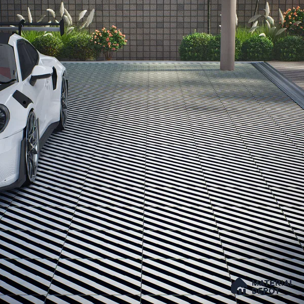 Parking Floor Tile TL 00423 Zebra White 16 x 16 inch Vitrified Anti Skid Matte Finish Heavy Duty Tile - 12 mm | Suitable For Balcony, Terrace, Bathroom | Pattern Alignment May Vary | 2-3 mm Spacer is Mandatory