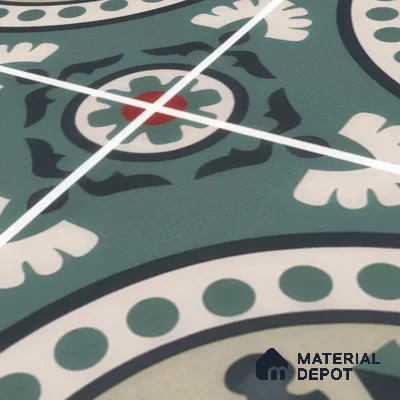 Moroccan Wall & Floor Tile TL 00217 Colorful Green 1 ft x 1 ft Matte Finish Ceramic Tile - 9 mm | Suitable For Kitchen, Bathroom, Dining Area | Please Expect a Slight Variation of Pattern