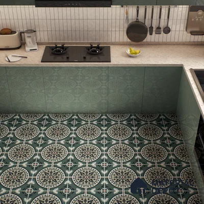 Moroccan Wall & Floor Tile TL 00217 Colorful Green 1 ft x 1 ft Matte Finish Ceramic Tile - 9 mm | Suitable For Kitchen, Bathroom, Dining Area | Please Expect a Slight Variation of Pattern