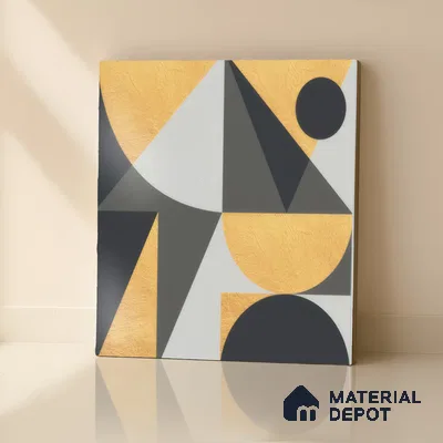 Moroccan Wall & Floor Tile TL 00207 A Yellow & Black 1 ft x 1 ft Matte Finish Ceramic Tile - 9 mm | Random Design | Suitable For Kitchen, Bathroom, Dining Area | Please Expect a Slight Variation of Pattern