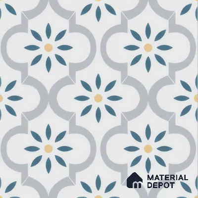 Moroccan Wall & Floor Tile TL 00222 Bluish White 1 ft x 1 ft Matte Finish Ceramic Tile - 9 mm | Suitable For Kitchen, Bathroom, Dining Area | Please Expect a Slight Variation of Pattern