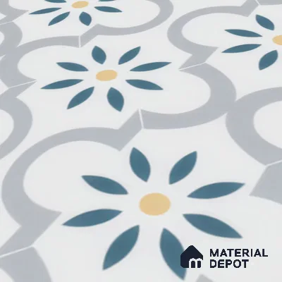 Moroccan Wall & Floor Tile TL 00222 Bluish White 1 ft x 1 ft Matte Finish Ceramic Tile - 9 mm | Suitable For Kitchen, Bathroom, Dining Area | Please Expect a Slight Variation of Pattern