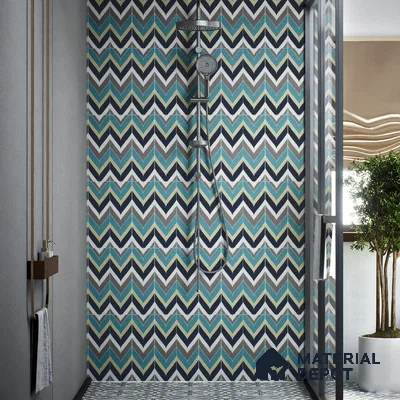 Moroccan Wall & Floor Tile TL 00223 Green & Blue 1 ft x 1 ft Matte Finish Ceramic Tile - 9 mm | Suitable For Kitchen, Bathroom, Dining Area | Please Expect a Slight Variation of Pattern