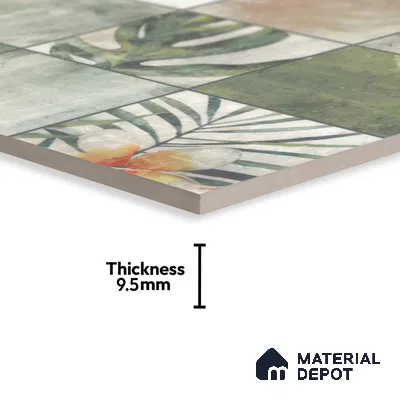 Tropical Wall Tile TL 00215 A Pattern 1 Vivid Green 1 ft x 1 ft Matte Finish Ceramic Tile - 9 mm | Random Design |Suitable For Bathroom, Balcony, Dining Area | Please Expect a Slight Variation of Pattern