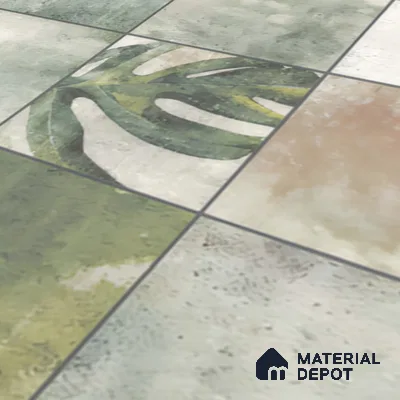 Tropical Wall Tile TL 00215 A Pattern 1 Vivid Green 1 ft x 1 ft Matte Finish Ceramic Tile - 9 mm | Random Design |Suitable For Bathroom, Balcony, Dining Area | Please Expect a Slight Variation of Pattern