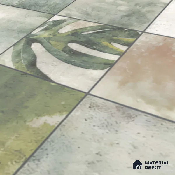 Tropical Wall Tile TL 00215 A Pattern 1 Vivid Green 1 ft x 1 ft Matte Finish Ceramic Tile - 9 mm | Random Design |Suitable For Bathroom, Balcony, Dining Area | Please Expect a Slight Variation of Pattern