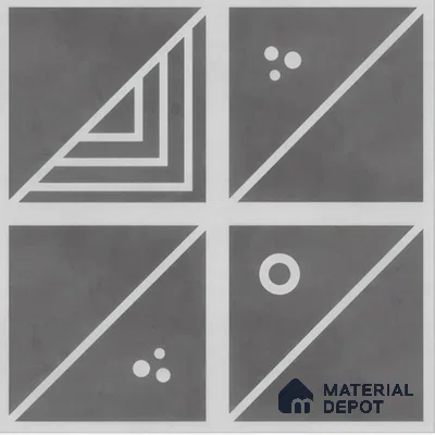 Moroccan Wall & Floor Tile TL 00216 A Pattern 1 Grey Noir 1 ft x 1 ft Matte Finish Ceramic Tile - 9 mm | Random Design | Suitable For Kitchen, Bathroom, Dining Area | Please Expect a Slight Variation of Pattern