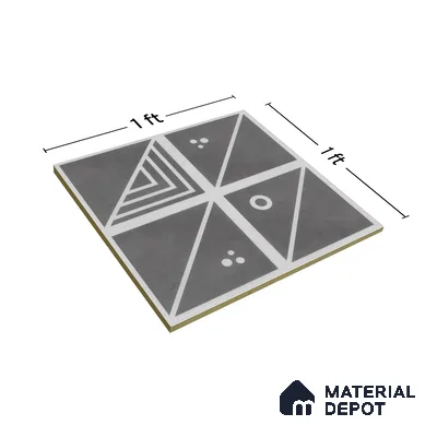 Moroccan Wall & Floor Tile TL 00216 A Pattern 1 Grey Noir 1 ft x 1 ft Matte Finish Ceramic Tile - 9 mm | Random Design | Suitable For Kitchen, Bathroom, Dining Area | Please Expect a Slight Variation of Pattern