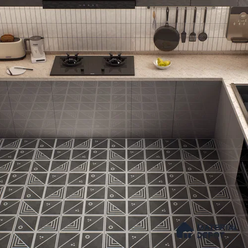 Moroccan Wall & Floor Tile TL 00216 A Pattern 1 Grey Noir 1 ft x 1 ft Matte Finish Ceramic Tile - 9 mm | Random Design | Suitable For Kitchen, Bathroom, Dining Area | Please Expect a Slight Variation of Pattern