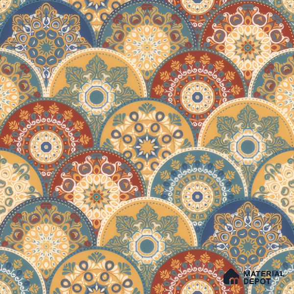 Moroccan Wall & Floor Tile TL 00218 Blue & Yellow 1 ft x 1 ft Matte Finish Ceramic Tile - 9 mm | Suitable For Kitchen, Bathroom, Dining Area | Please Expect a Slight Variation of Pattern