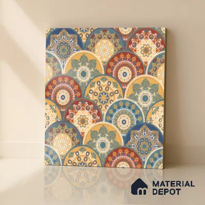 Moroccan Wall & Floor Tile TL 00218 Blue & Yellow 1 ft x 1 ft Matte Finish Ceramic Tile - 9 mm | Suitable For Kitchen, Bathroom, Dining Area | Please Expect a Slight Variation of Pattern