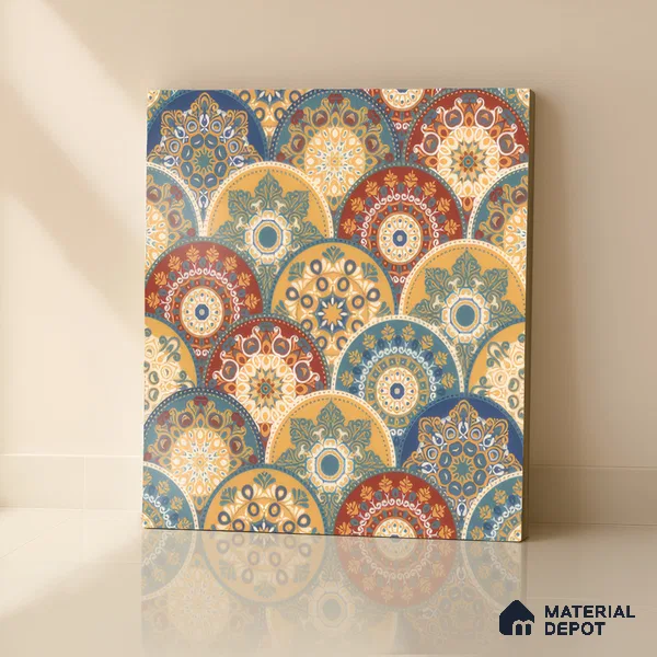 Moroccan Wall & Floor Tile TL 00218 Blue & Yellow 1 ft x 1 ft Matte Finish Ceramic Tile - 9 mm | Suitable For Kitchen, Bathroom, Dining Area | Please Expect a Slight Variation of Pattern