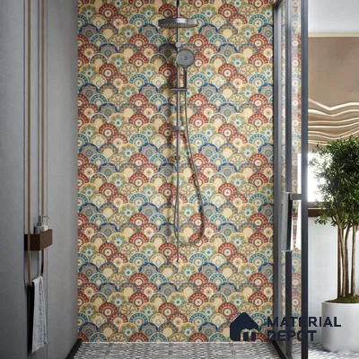 Moroccan Wall & Floor Tile TL 00218 Blue & Yellow 1 ft x 1 ft Matte Finish Ceramic Tile - 9 mm | Suitable For Kitchen, Bathroom, Dining Area | Please Expect a Slight Variation of Pattern