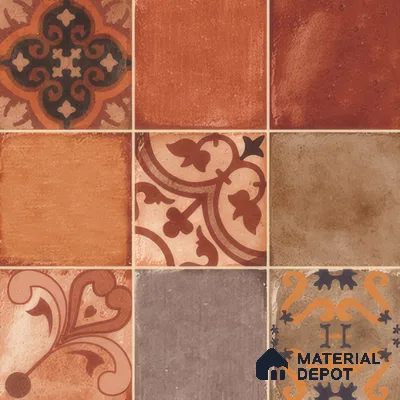 Moroccan Wall & Floor Tile TL 00219 Brick Red 1 ft x 1 ft Matte Finish Ceramic Tile - 9 mm | Suitable For Kitchen, Bathroom, Dining Area | Please Expect a Slight Variation of Pattern