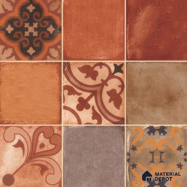 Moroccan Wall & Floor Tile TL 00219 Brick Red 1 ft x 1 ft Matte Finish Ceramic Tile - 9 mm | Suitable For Kitchen, Bathroom, Dining Area | Please Expect a Slight Variation of Pattern