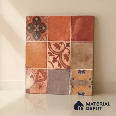 Moroccan Wall & Floor Tile TL 00219 Brick Red 1 ft x 1 ft Matte Finish Ceramic Tile - 9 mm | Suitable For Kitchen, Bathroom, Dining Area | Please Expect a Slight Variation of Pattern