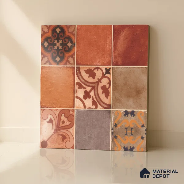 Moroccan Wall & Floor Tile TL 00219 Brick Red 1 ft x 1 ft Matte Finish Ceramic Tile - 9 mm | Suitable For Kitchen, Bathroom, Dining Area | Please Expect a Slight Variation of Pattern