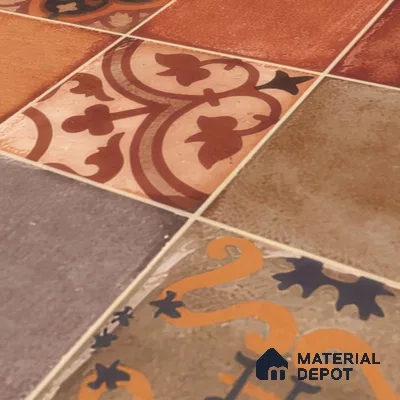 Moroccan Wall & Floor Tile TL 00219 Brick Red 1 ft x 1 ft Matte Finish Ceramic Tile - 9 mm | Suitable For Kitchen, Bathroom, Dining Area | Please Expect a Slight Variation of Pattern