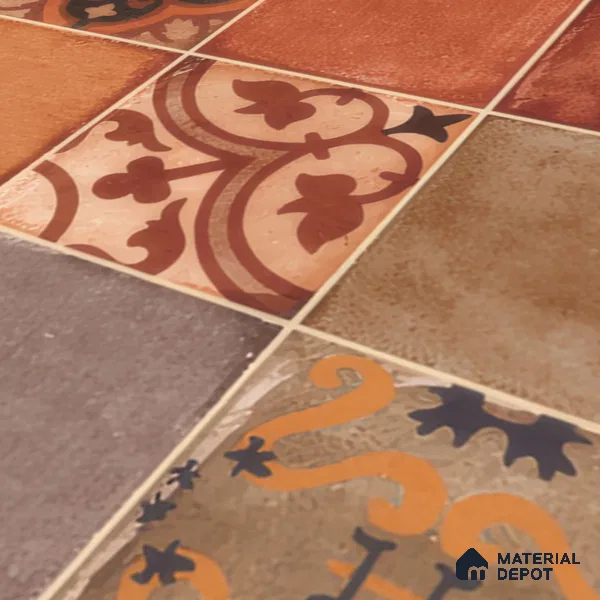 Moroccan Wall & Floor Tile TL 00219 Brick Red 1 ft x 1 ft Matte Finish Ceramic Tile - 9 mm | Suitable For Kitchen, Bathroom, Dining Area | Please Expect a Slight Variation of Pattern