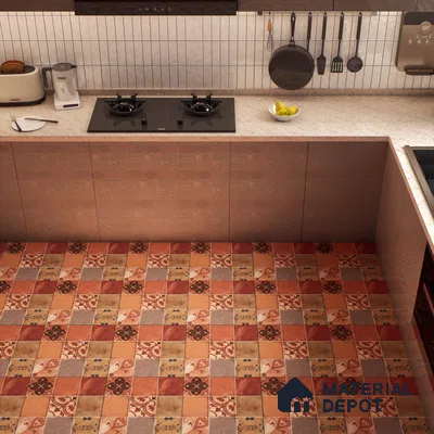 Moroccan Wall & Floor Tile TL 00219 Brick Red 1 ft x 1 ft Matte Finish Ceramic Tile - 9 mm | Suitable For Kitchen, Bathroom, Dining Area | Please Expect a Slight Variation of Pattern