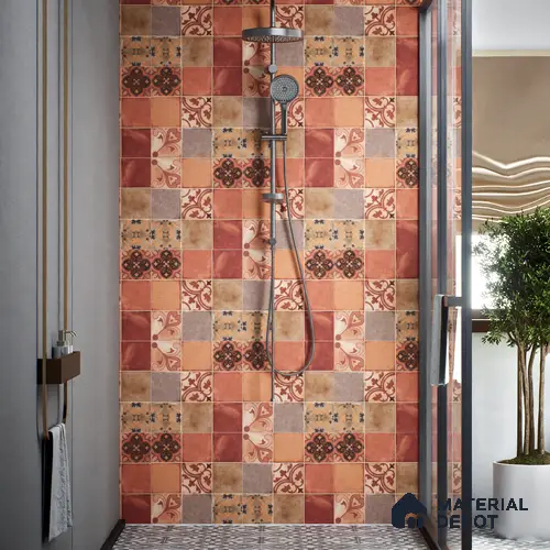Moroccan Wall & Floor Tile TL 00219 Brick Red 1 ft x 1 ft Matte Finish Ceramic Tile - 9 mm | Suitable For Kitchen, Bathroom, Dining Area | Please Expect a Slight Variation of Pattern