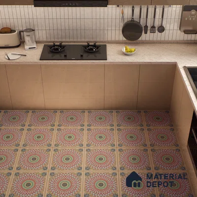 Moroccan Wall & Floor Tile TL 00220 Crimson Red 1 ft x 1 ft Matte Finish Ceramic Tile - 9 mm | Suitable For Kitchen, Bathroom, Dining Area | Please Expect a Slight Variation of Pattern