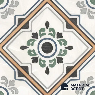 Moroccan Wall & Floor Tile TL 00221 Greenish White 1 ft x 1 ft Matte Finish Ceramic Tile - 9 mm | Suitable For Kitchen, Bathroom, Dining Area | Please Expect a Slight Variation of Pattern