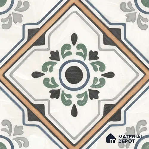 Moroccan Wall & Floor Tile TL 00221 Greenish White 1 ft x 1 ft Matte Finish Ceramic Tile - 9 mm | Suitable For Kitchen, Bathroom, Dining Area | Please Expect a Slight Variation of Pattern