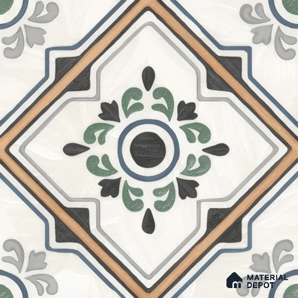 Moroccan Wall & Floor Tile TL 00221 Greenish White 1 ft x 1 ft Matte Finish Ceramic Tile - 9 mm | Suitable For Kitchen, Bathroom, Dining Area | Please Expect a Slight Variation of Pattern