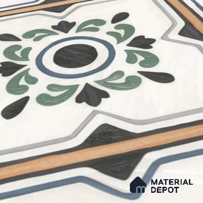 Moroccan Wall & Floor Tile TL 00221 Greenish White 1 ft x 1 ft Matte Finish Ceramic Tile - 9 mm | Suitable For Kitchen, Bathroom, Dining Area | Please Expect a Slight Variation of Pattern
