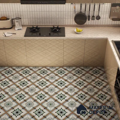 Moroccan Wall & Floor Tile TL 00221 Greenish White 1 ft x 1 ft Matte Finish Ceramic Tile - 9 mm | Suitable For Kitchen, Bathroom, Dining Area | Please Expect a Slight Variation of Pattern
