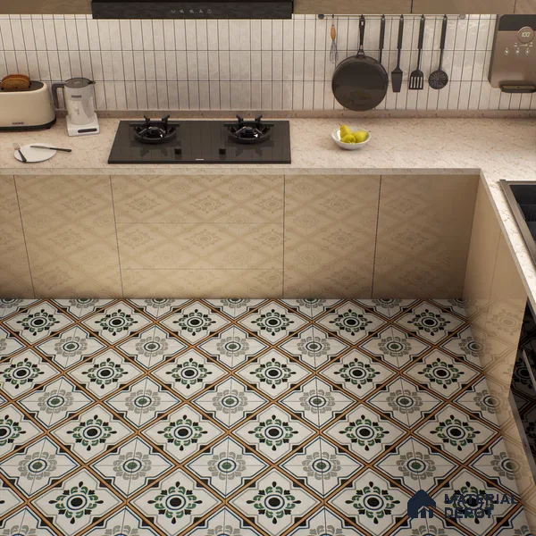 Moroccan Wall & Floor Tile TL 00221 Greenish White 1 ft x 1 ft Matte Finish Ceramic Tile - 9 mm | Suitable For Kitchen, Bathroom, Dining Area | Please Expect a Slight Variation of Pattern