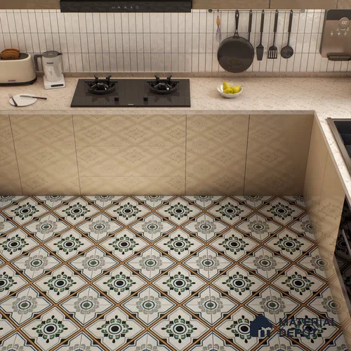 Moroccan Wall & Floor Tile TL 00221 Greenish White 1 ft x 1 ft Matte Finish Ceramic Tile - 9 mm | Suitable For Kitchen, Bathroom, Dining Area | Please Expect a Slight Variation of Pattern