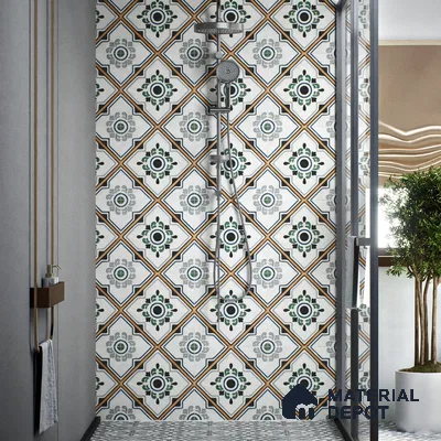 Moroccan Wall & Floor Tile TL 00221 Greenish White 1 ft x 1 ft Matte Finish Ceramic Tile - 9 mm | Suitable For Kitchen, Bathroom, Dining Area | Please Expect a Slight Variation of Pattern