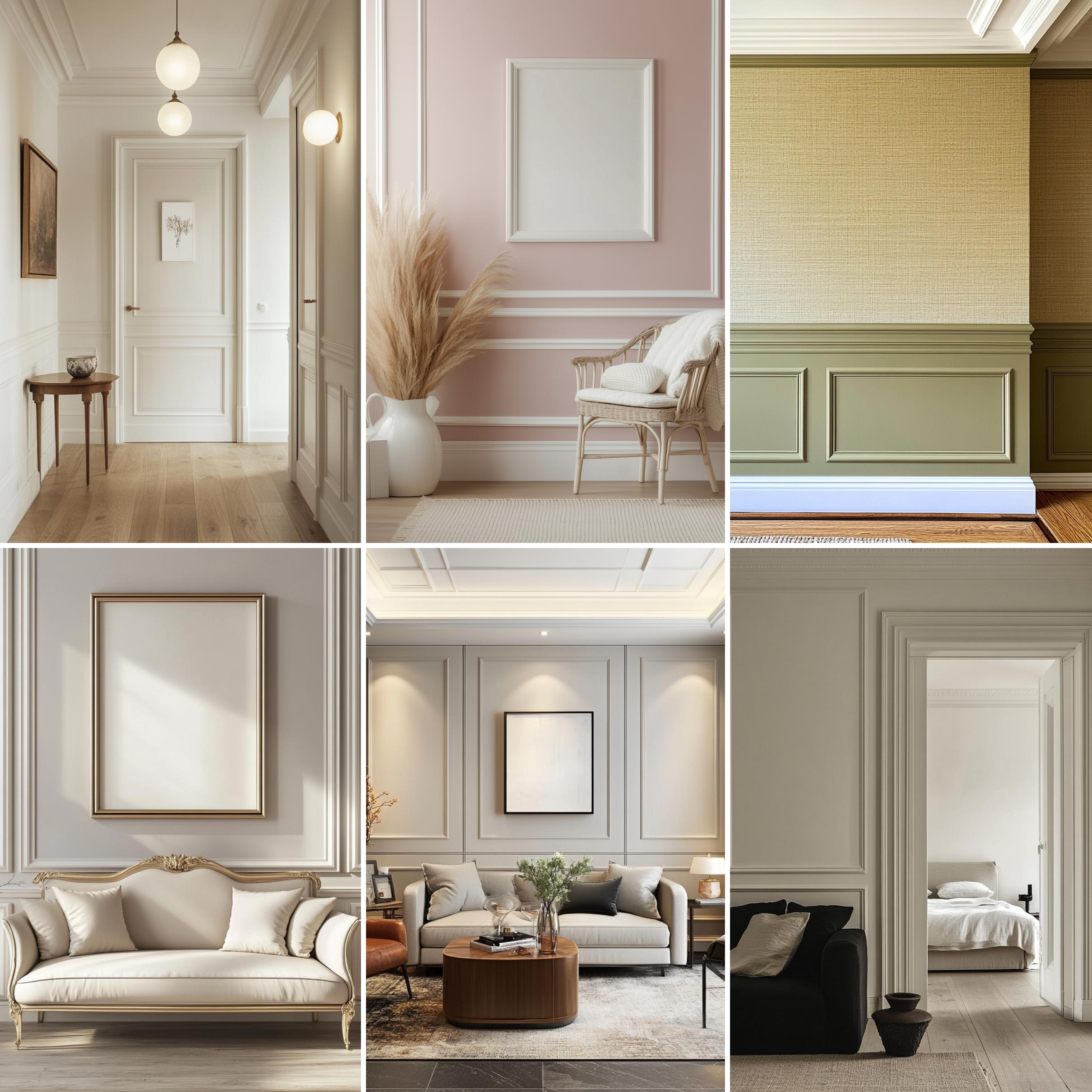 DIY Unfinished HDHMR Designer Paintable Wainscot French Wall Moulding Design 1 Greenova PM 00297 C | 8 ft x 38 mm x 18 mm | Nail & Adhesive Installation