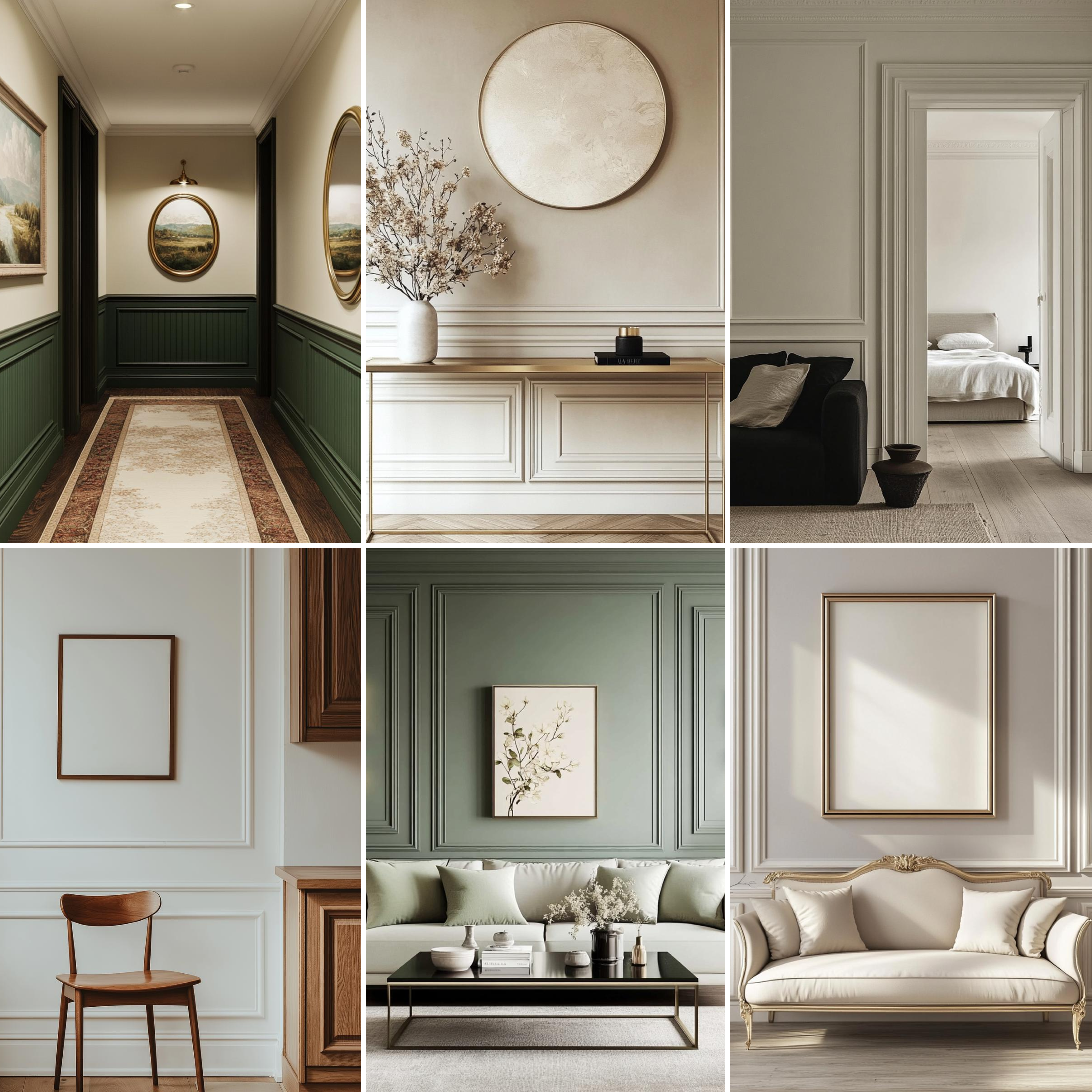 DIY Unfinished HDHMR Designer Paintable Wainscot French Wall Moulding Design 1 Greenova PM 00297 D | 8 ft x 30 mm x 18 mm | Nail & Adhesive Installation