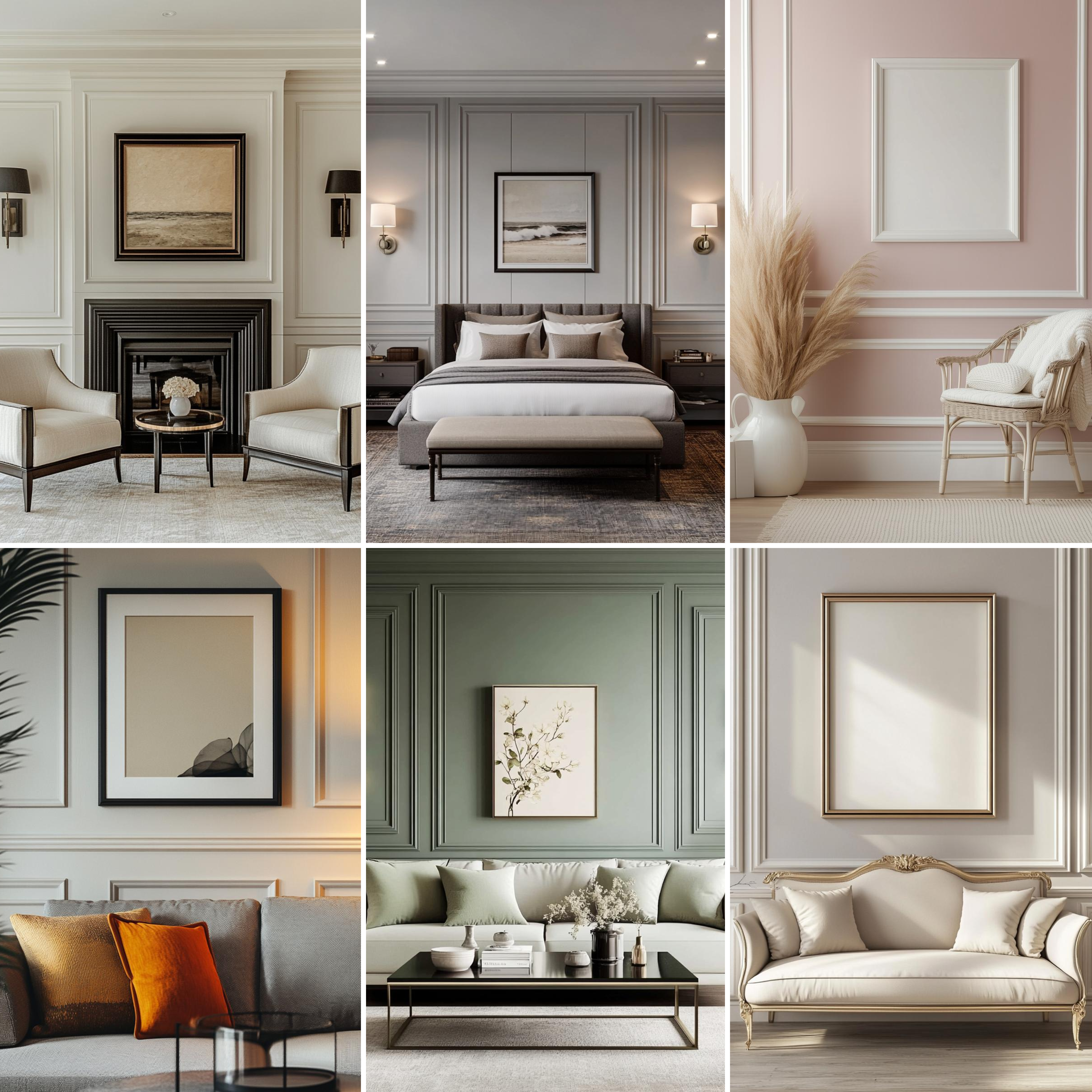 DIY Unfinished HDHMR Designer Paintable Wainscot French Wall Moulding Design 2 Greenova PM 00297 F | 8 ft x 38 mm x 18 mm | Nail & Adhesive Installation