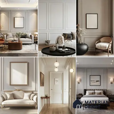 DIY Unfinished HDHMR Designer Paintable Wainscot French Wall Moulding Design 2 Greenova PM 00297 G | 8 ft x 30 mm x 18 mm | Nail & Adhesive Installation