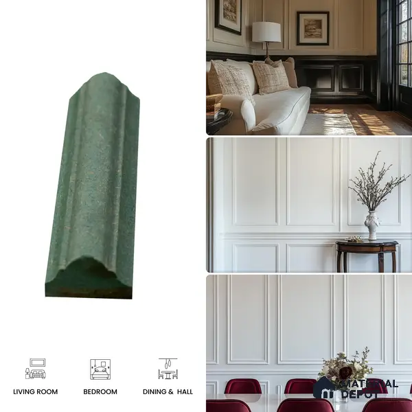 DIY Unfinished HDHMR Designer Paintable Wainscot French Wall Moulding Design 2 Greenova PM 00297 G | 8 ft x 30 mm x 18 mm | Nail & Adhesive Installation