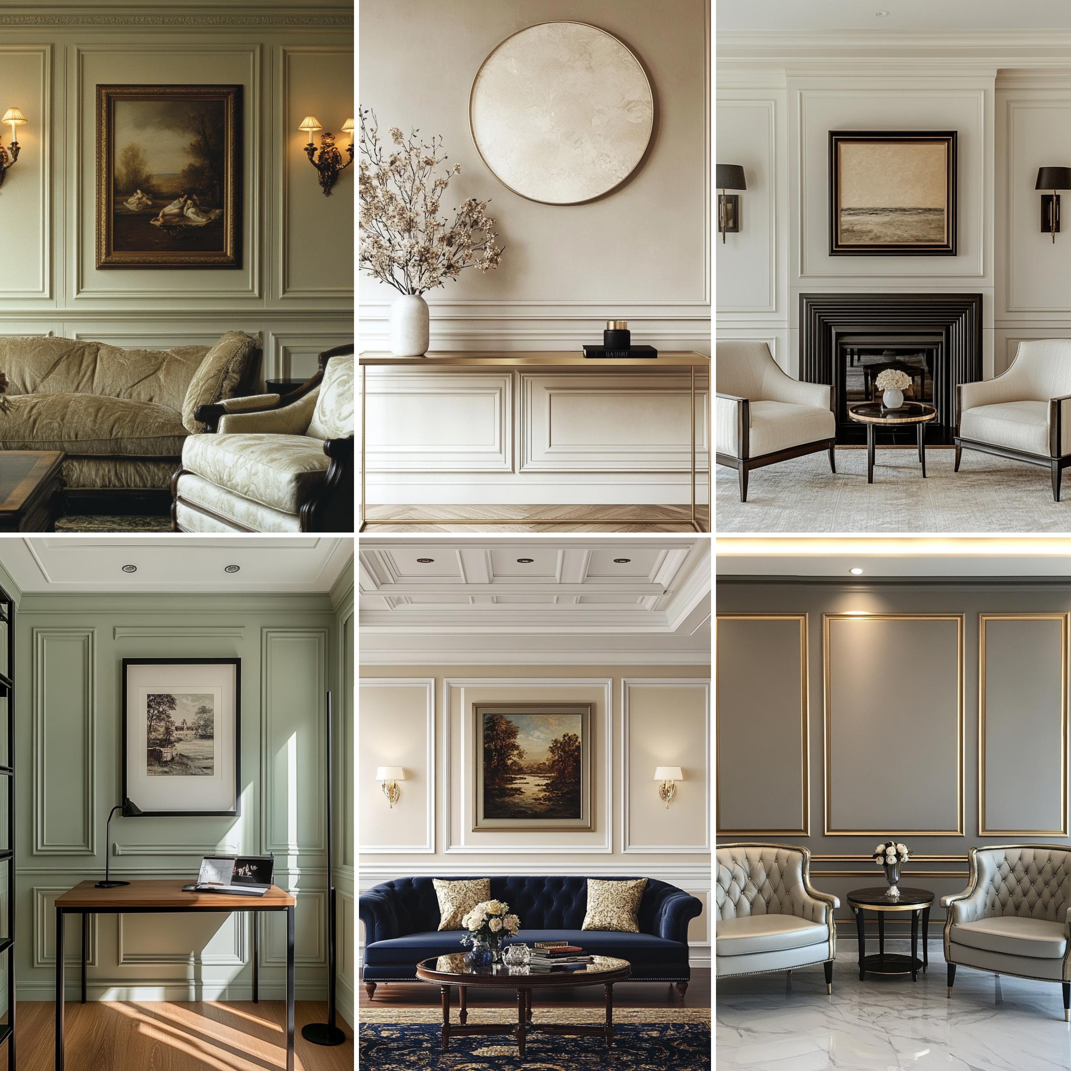 DIY Unfinished HDHMR Designer Paintable Wainscot French Wall Moulding Design 1 Greenova PM 00297 E | 8 ft x 22 mm x 12 mm | Nail & Adhesive Installation