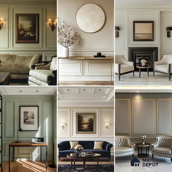 DIY Unfinished HDHMR Designer Paintable Wainscot French Wall Moulding Design 1 Greenova PM 00297 E | 8 ft x 22 mm x 12 mm | Nail & Adhesive Installation