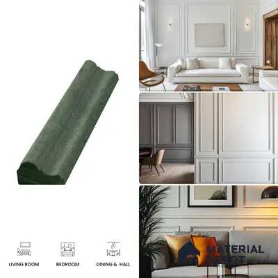 DIY Unfinished HDHMR Designer Paintable Wainscot French Wall Moulding Design 1 Greenova PM 00297 E | 8 ft x 22 mm x 12 mm | Nail & Adhesive Installation