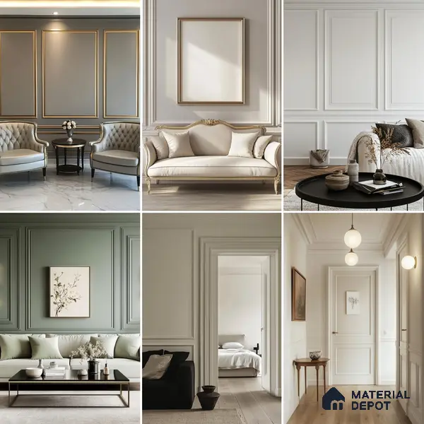 DIY Unfinished HDHMR Designer Paintable Wainscot French Wall Moulding Design 1 Greenova PM 00297 | 8 ft x 65 mm x 18 mm | Nail & Adhesive Installation