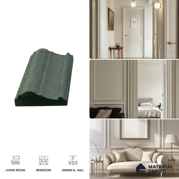 DIY Unfinished HDHMR Designer Paintable Wainscot French Wall Moulding Design 1 Greenova PM 00297 | 8 ft x 65 mm x 18 mm | Nail & Adhesive Installation