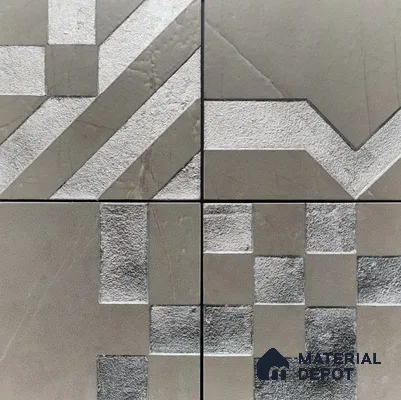 Metallic Wall Tile TL 05905 Arte 148 mm x 148 mm Vitrified - 9 mm | Handcrafted Precious Metal | Suitable For Dry Area, Living Room, Bedroom | Random Design