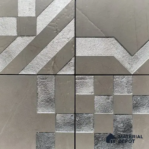 Metallic Wall Tile TL 05905 Arte 148 mm x 148 mm Vitrified - 9 mm | Handcrafted Precious Metal | Suitable For Dry Area, Living Room, Bedroom | Random Design