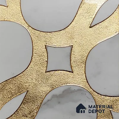 Metallic Wall Tile TL 05898 Arte 197 mm x 197 mm Vitrified - 9 mm | Handcrafted Precious Metal | Suitable For Dry Area, Accent/Feature Wall