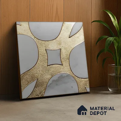 Metallic Wall Tile TL 05898 Arte 197 mm x 197 mm Vitrified - 9 mm | Handcrafted Precious Metal | Suitable For Dry Area, Accent/Feature Wall